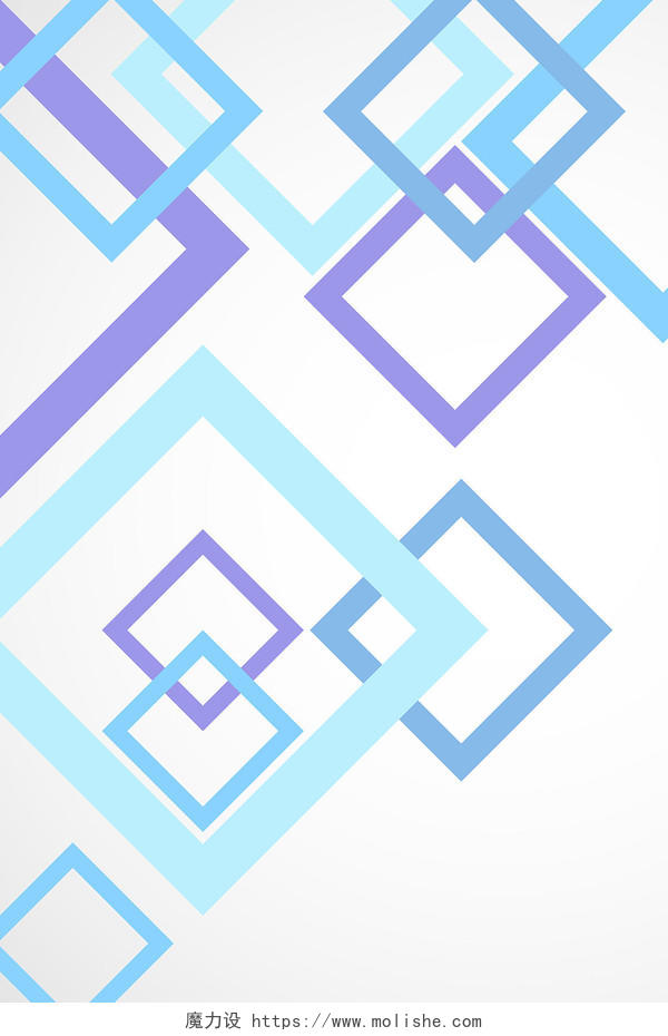 小清新方形蓝色渐变几何简约拼接海报背景